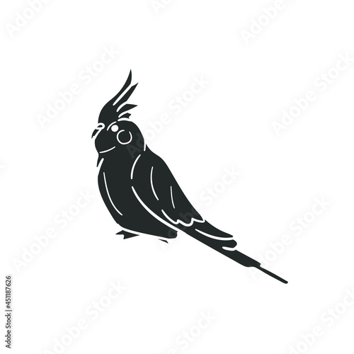 Cacatua Icon Silhouette Illustration. Exotic Bird Vector Graphic Pictogram Symbol Clip Art. Doodle Sketch Black Sign.