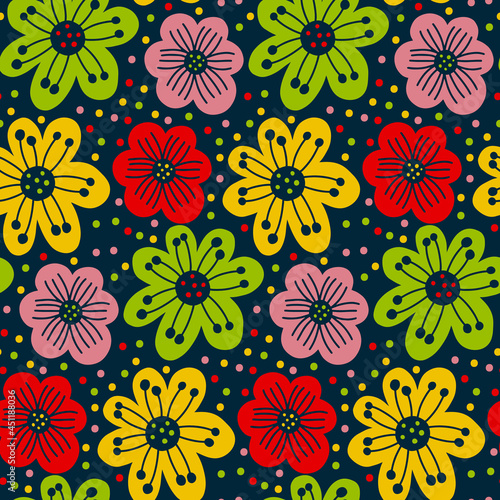 Seamles pattern big flowe.Fashion print of textile.Vintage floral design