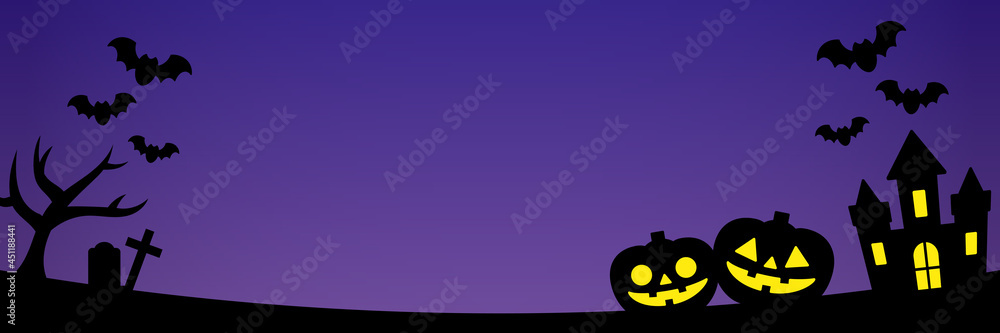 Obraz premium ハロウィンのバナー 背景 フレーム Halloween Frame Background Vector Illustration