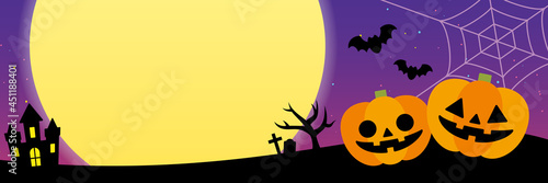 ハロウィンのバナー　背景　フレーム　Halloween Frame Background Vector Illustration