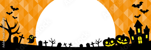 ハロウィンのバナー　背景　フレーム　Halloween Frame Background Vector Illustration