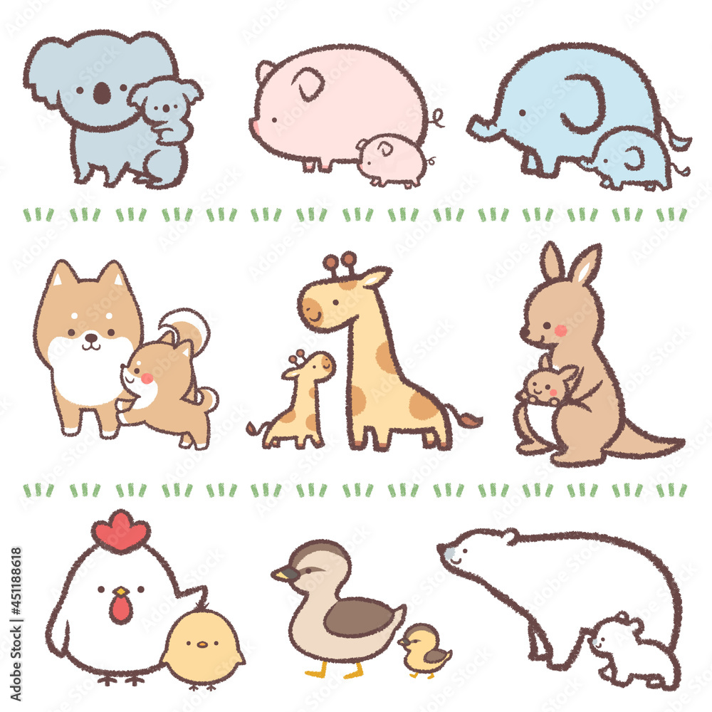 Obraz premium 動物の親子セット