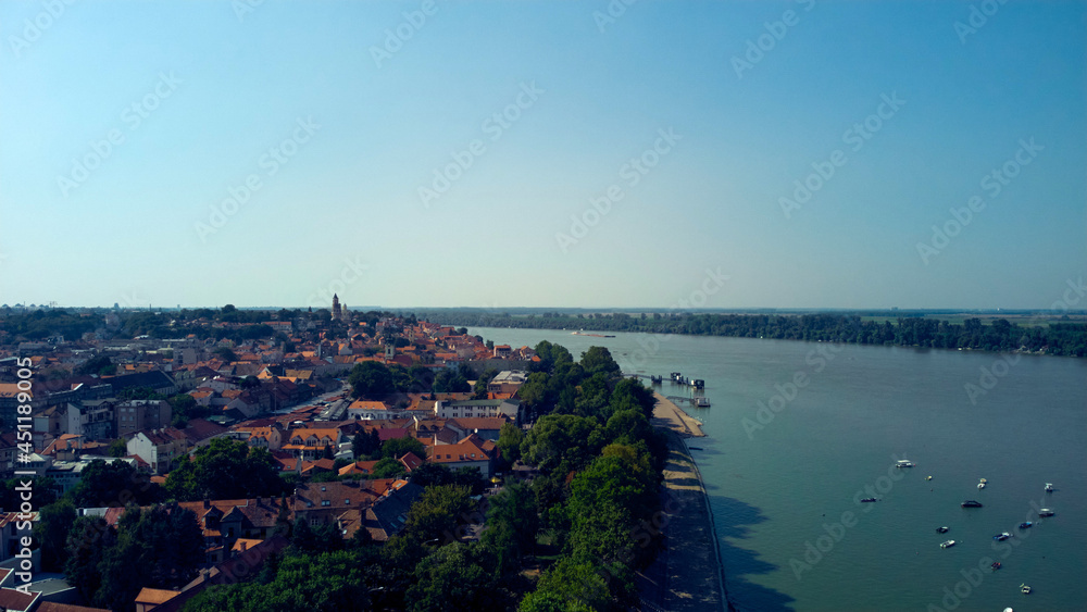 Drone view of Zemun, Belgrade municipality, Serbia.