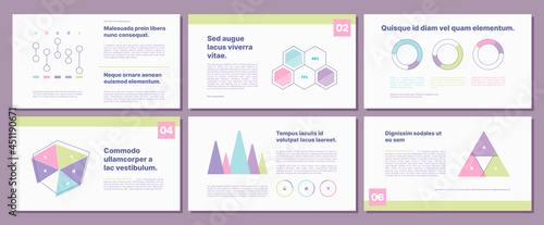 Business presentation. Investment pages layout templates marketing infographics collection finance reports garish vector presentations with place for personal text