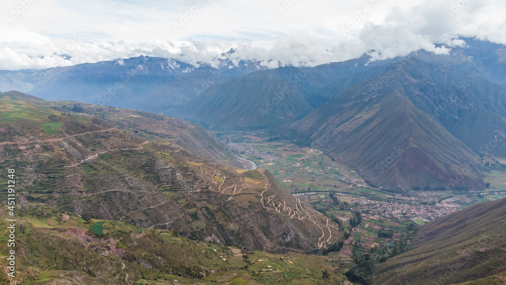 Aerial view of the town of Urubamba in the Sacred Valley of Cusco. Aerial view of the town of Urubamba in the Sacred Valley of Cusco.