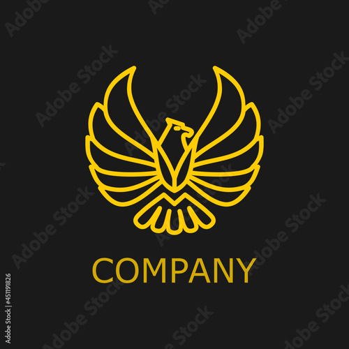  eagle bird mono line logo vector icon illustration