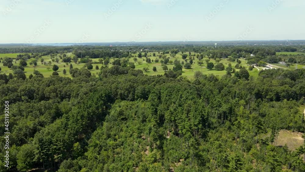 An aerial push to show off a Golf Course from the air. An aerial push to show off a Golf Course from the air.