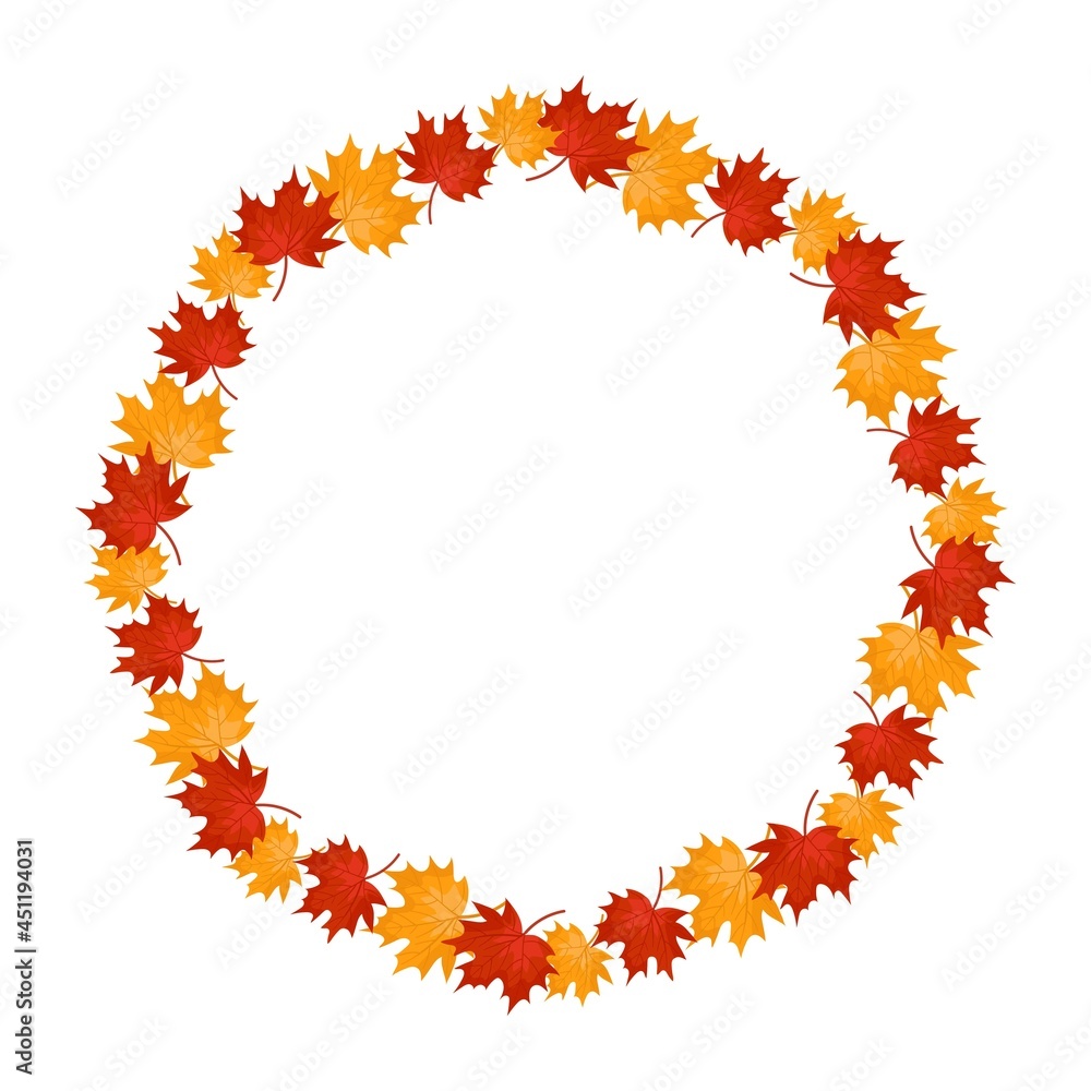 Seasonal frame design with orange, red and green maple leaves vector background for card, Seasonal frame design with orange, red and green maple leaves vector background for card,