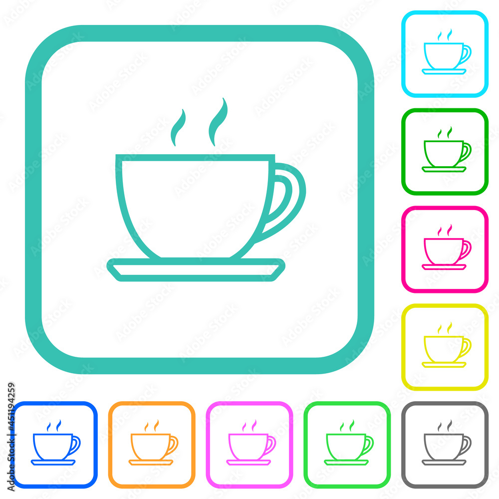 Cup of coffee outline vivid colored flat icons Cup of coffee outline vivid colored flat icons