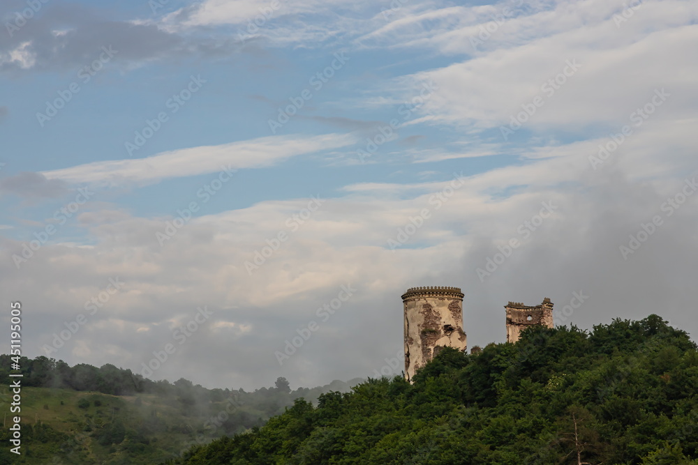 castle ruins on the background of the landscape of Ukraine  Nyrkiv