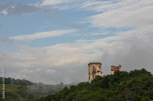 castle ruins on the background of the landscape of Ukraine Nyrkiv