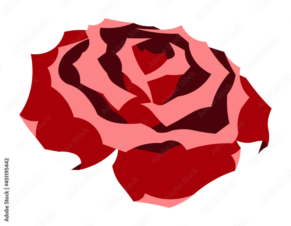 Fototapeta premium Rose red flower floral isolated flat illustration