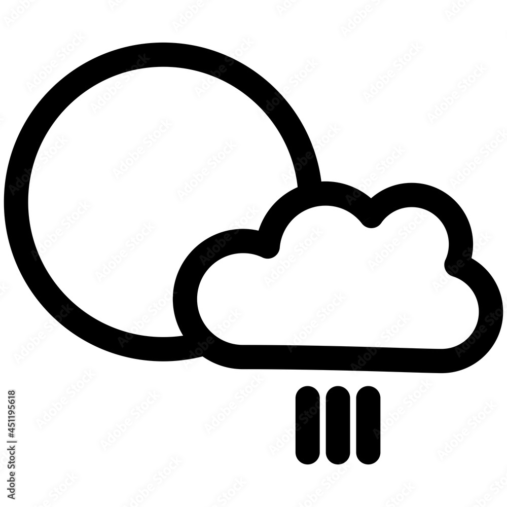 Raining Night With Moon Vector Line Icon Design Raining Night With Moon Vector Line Icon Design