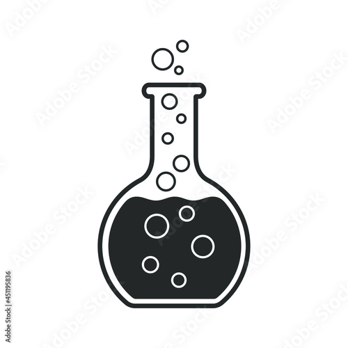 Flask graphic icon. Laboratory flask sign isolated on white background. Science symbol and chemical research. Vector illustration