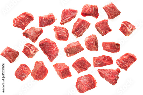 Foto Large pieces of beef meat on a white background of isolate
