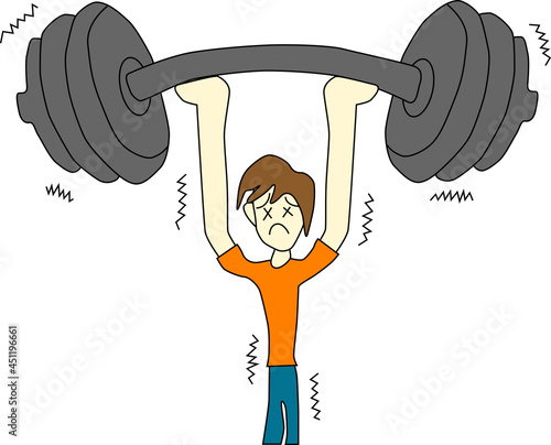 震えるバーベルを持つ人