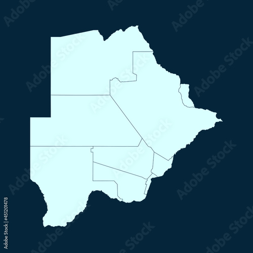 High Detailed Modern Blue Map of Botswana on Dark isolated background, Vector Illustration EPS 10 