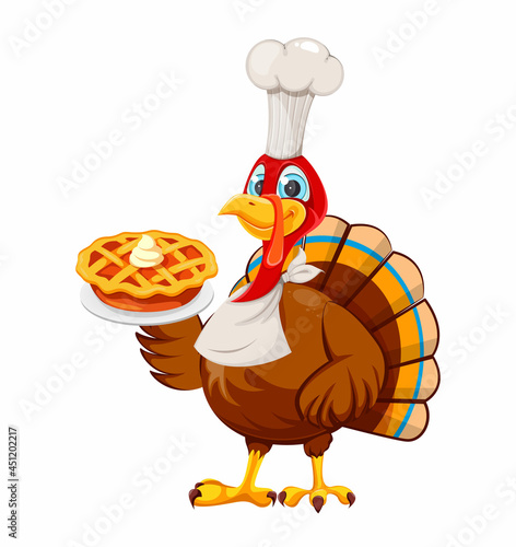 Happy Thanksgiving. Cartoon character turkey bird