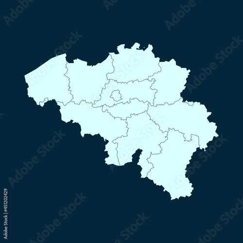 High Detailed Modern Blue Map of Belgium on Dark isolated background  Vector Illustration EPS 10 