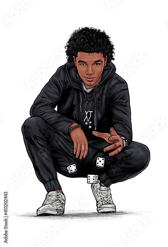 Handsome young black man shooting dice illustration