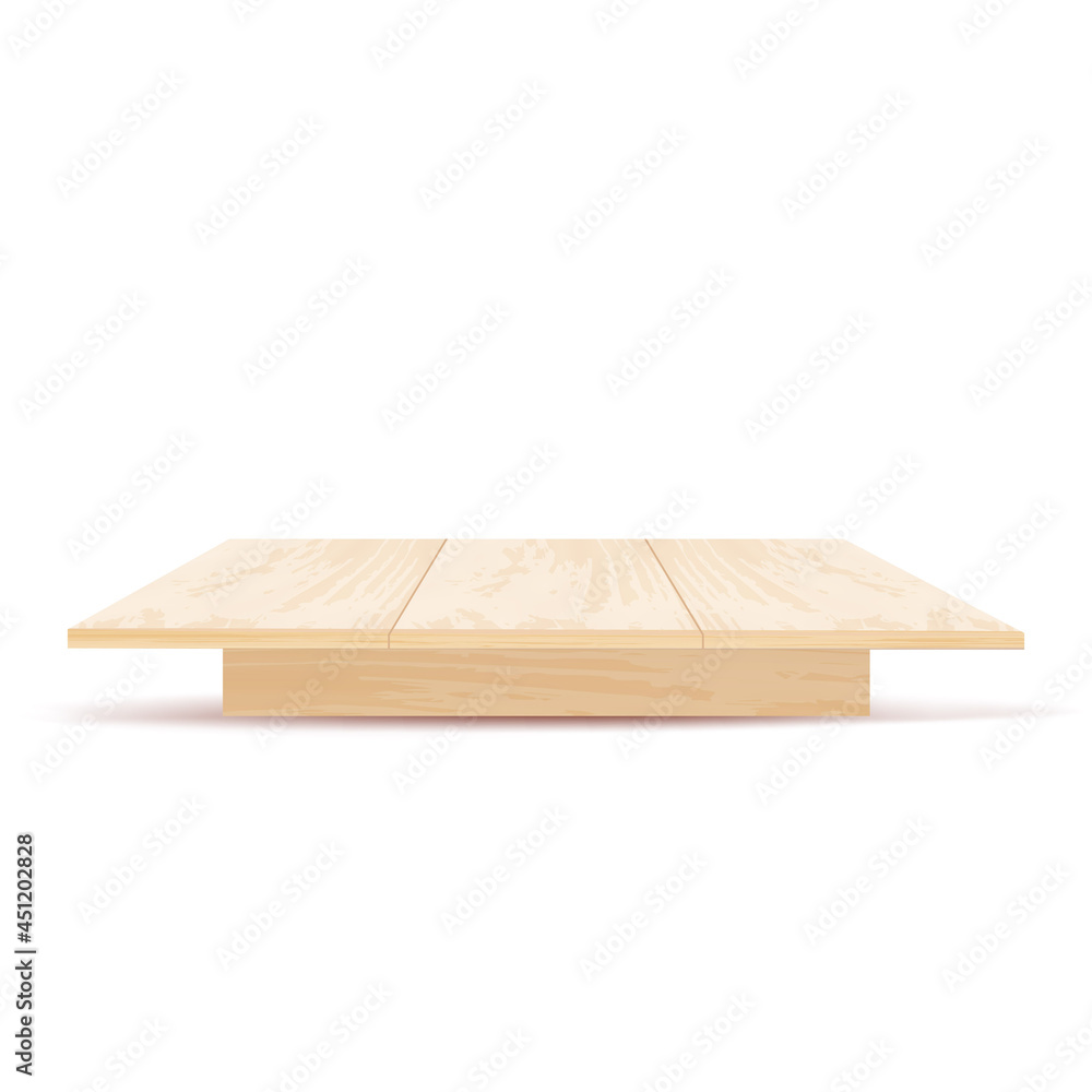 realistic wooden table with front view isolated on white background realistic wooden table with front view isolated on white background