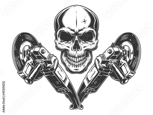 Angle grinder machines and skull