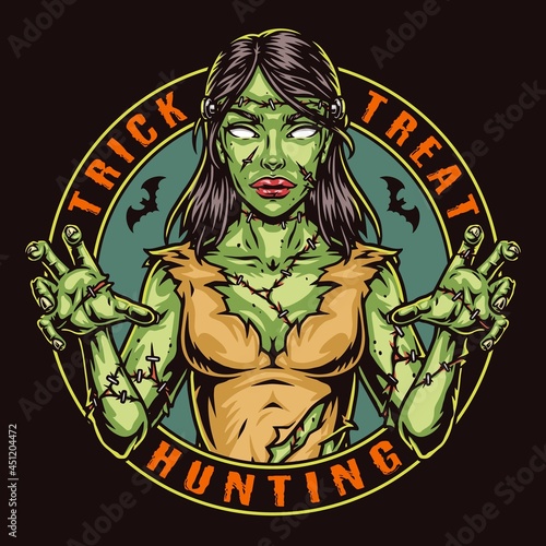 Happy Halloween round colorful logo