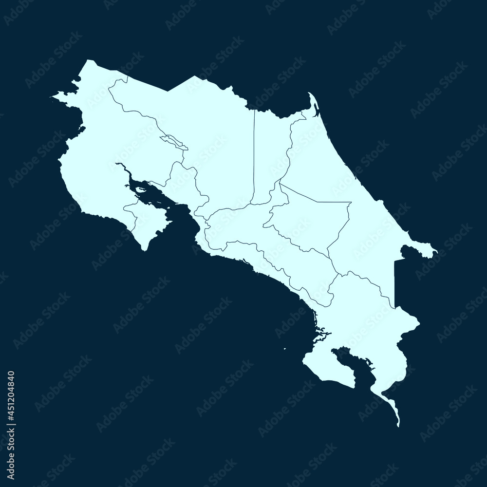 Fototapeta premium High Detailed Modern Blue Map of Costa Rica on Dark isolated background, Vector Illustration EPS 10