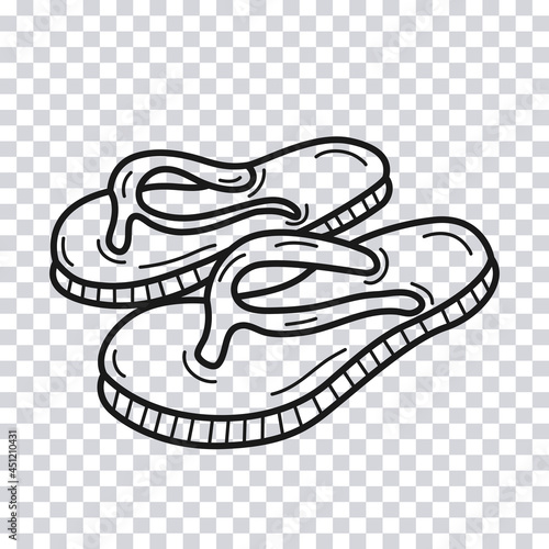 Hand drawn Sandal isolated on transparent background. Vector illustration.