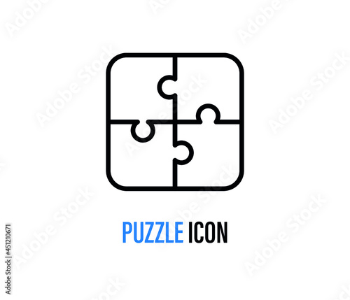Puzzle icon vector. Simple solutions concept, compatibility line icon, assemble puzzle pieces, solving problem.