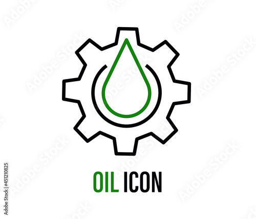 Oil and gear solid icon. Automobile liquid vector illustration isolated on white. Auto lubricant design, designed for web and app. 