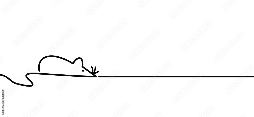 Rodents, mouse or rats line pattern. Cartoon vector mice or rat ...