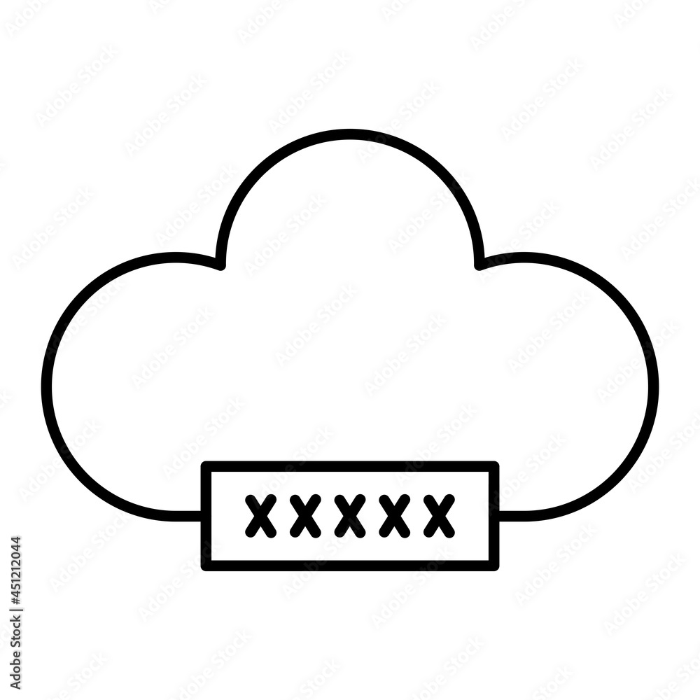 Vector Cloud Password Outline Icon Design Vector Cloud Password Outline Icon Design