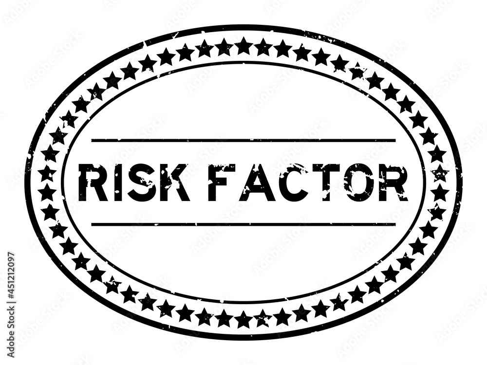 Grunge black risk factor word oval rubber seal stamp on white background