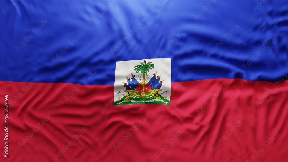 Fototapeta premium Haiti flag dramatic lighting emblem