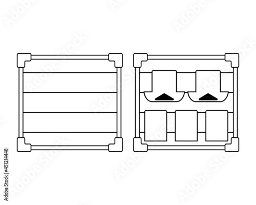 Clothes drying rack. Stand for dryer clothes. Isolated vector illustration on empty background. Black silhouette.