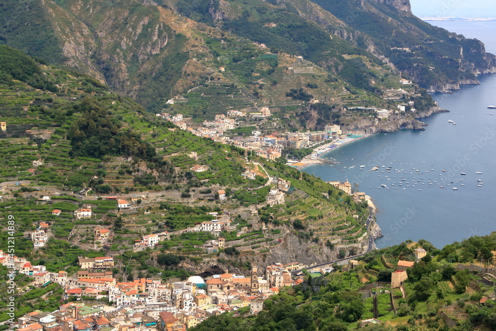 Ravello, Panoramic view of the Amalfi Coast, Italy