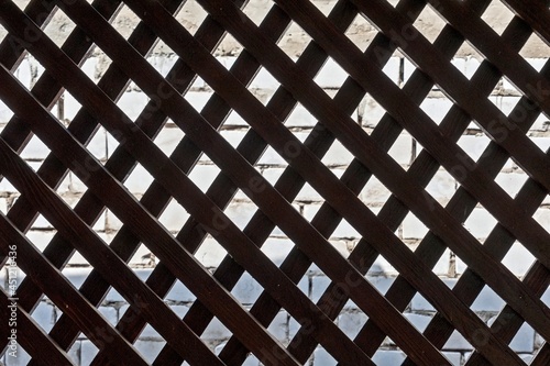 Wooden lattice diagonally from left to right and from right to left