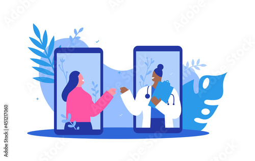 Doctor patient teamwork phone app virtual call