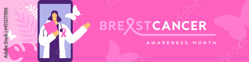 Breast cancer awareness banner phone app doctor