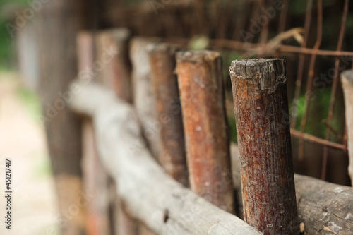 A wooden fence made of wooden sticks