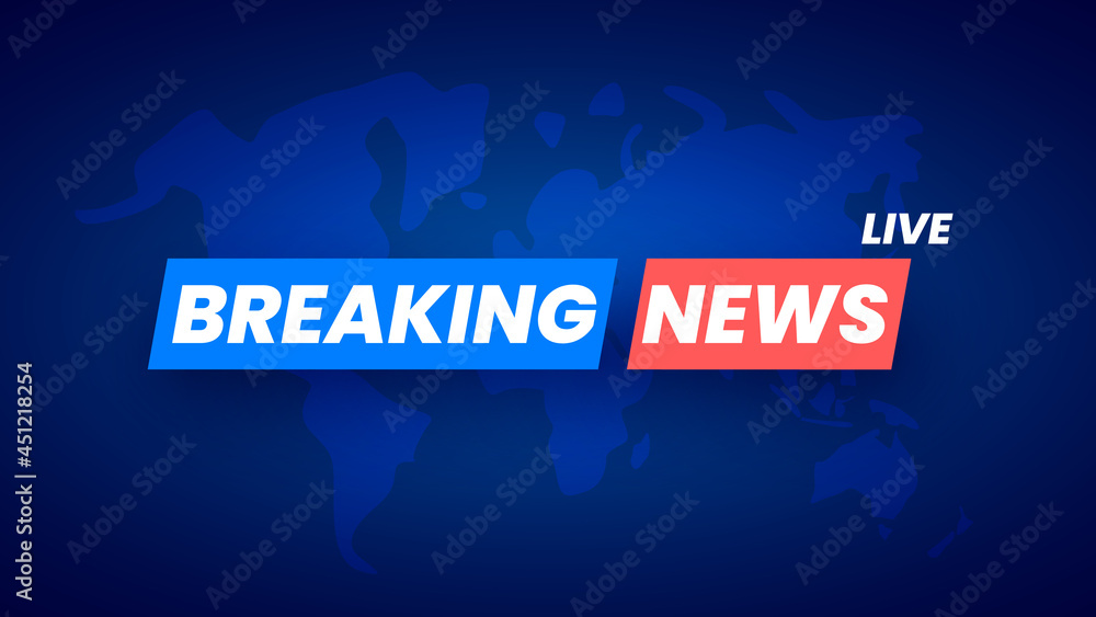 Breaking news background with world map. Vector illustration.