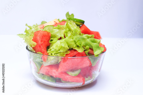 watermelon salad on a white background