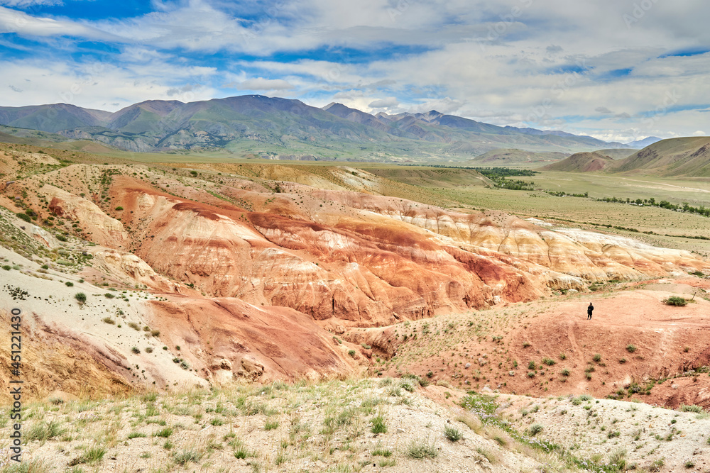 red-yellow hills of an ancient relict lake in Altai