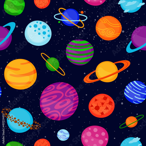 Seamless pattern with planets.