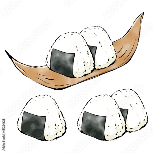 手書きラフスケッチ_おにぎりセット onigiri