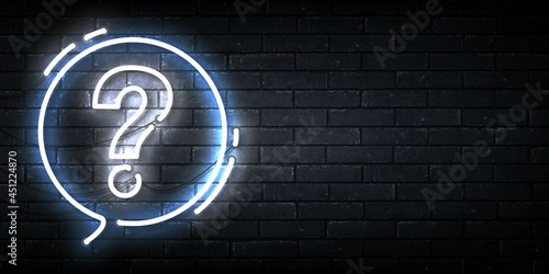 Vector realistic isolated neon sign of Question logo with copy space for template decoration and covering on the wall background.