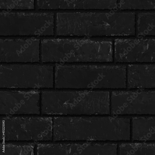 Vector realistic isolated seamless pattern of black brick wall background for template and layout decoration.