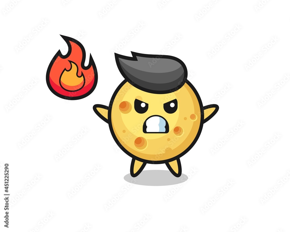 round cheese character cartoon with angry gesture