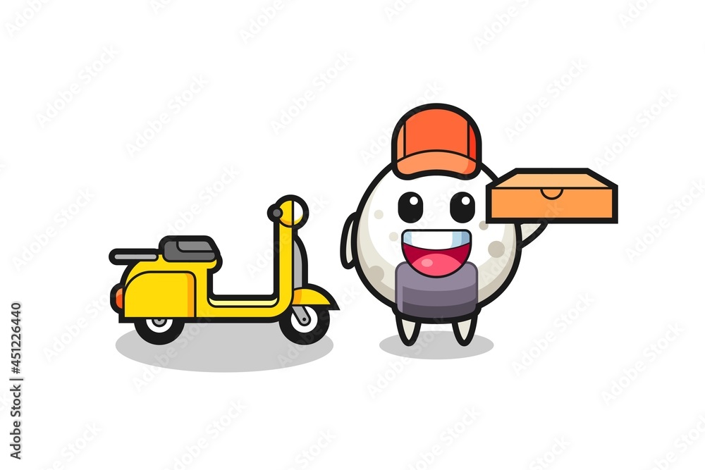 Character Illustration of onigiri as a pizza deliveryman Character Illustration of onigiri as a pizza deliveryman